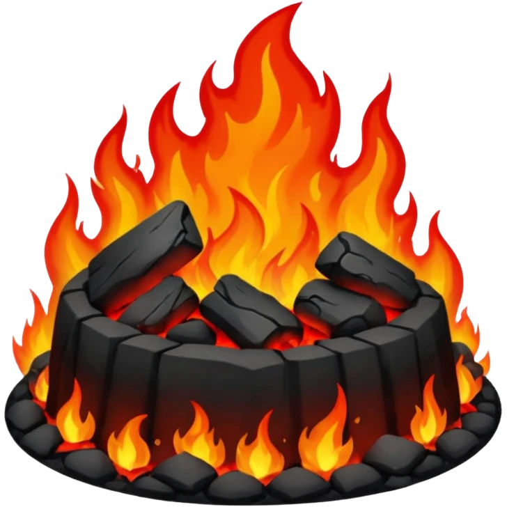 hell view with Red and black with fire with coal emoji