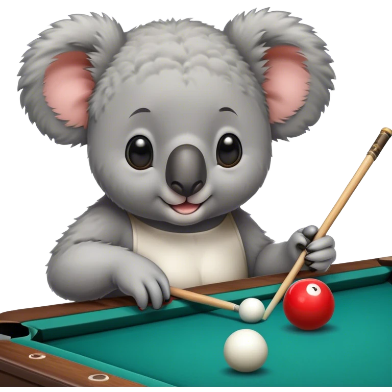 Koala playing pool with afro emoji