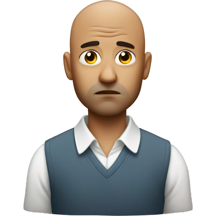 disappointed bald man with baby emoji