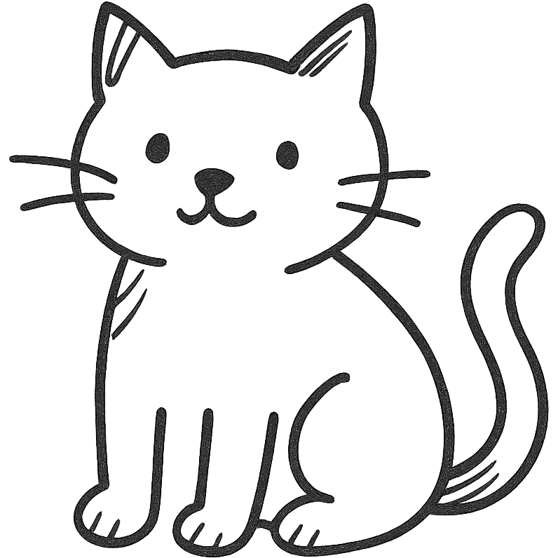 cat, sketchy lines, playful, no fill, hand drawn icon style emoji