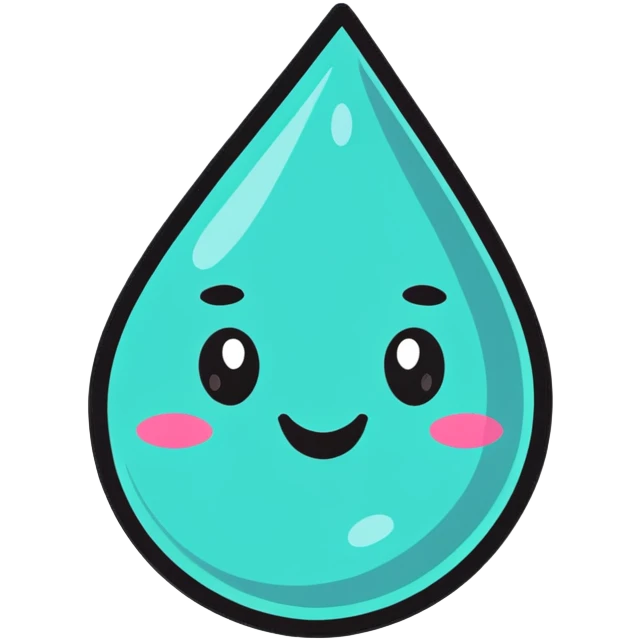 cute water droplet with a smiling face emoji