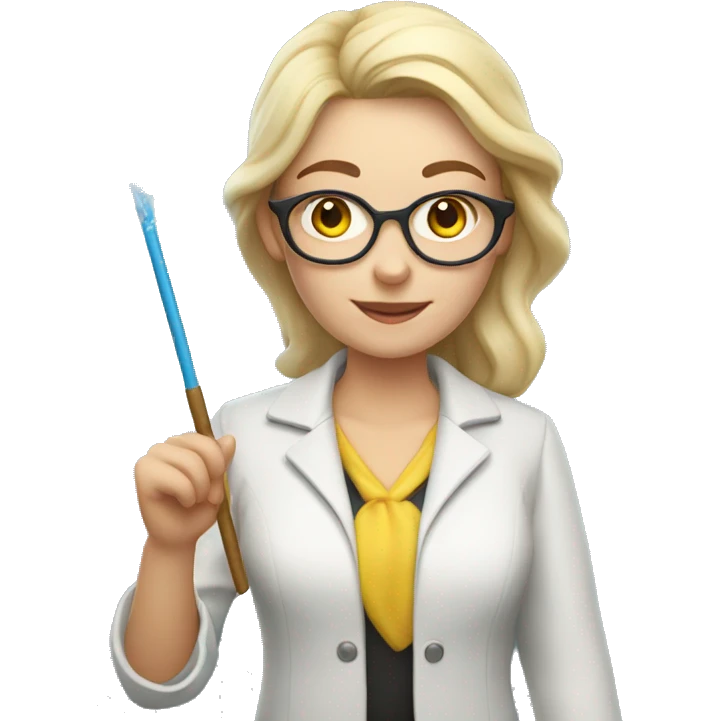 A Ukrainian female teacher holds a magic wand in her hand emoji
