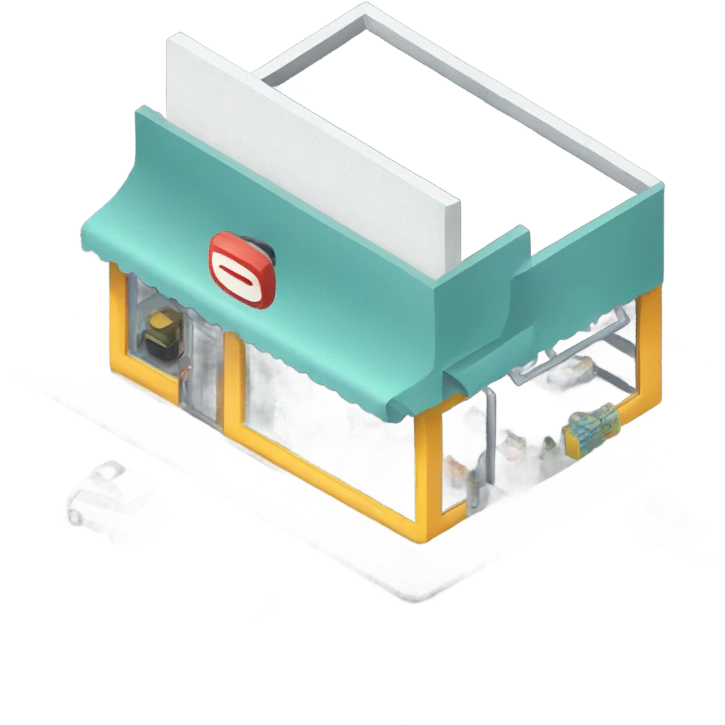 isometric shop and car parking emoji