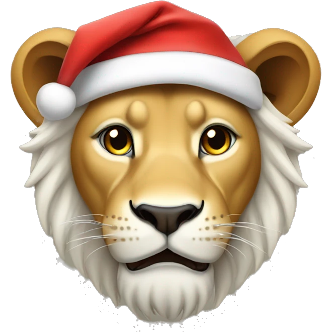 Lion with Santa hat emoji