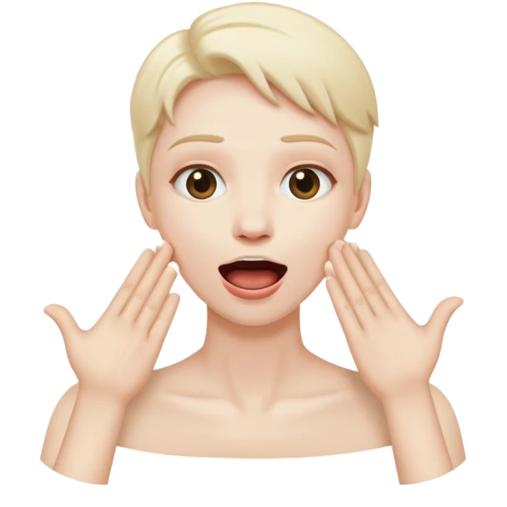 hands across neck with mouth open emoji