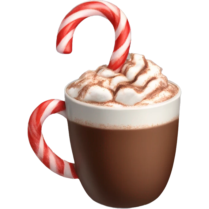 Hot chocolate with a candy cane emoji