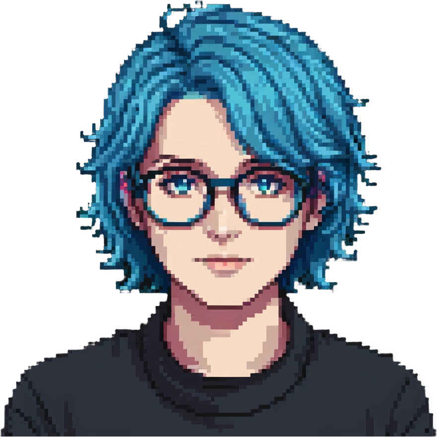 Michou, French YouTuber with blue hair and glasses emoji