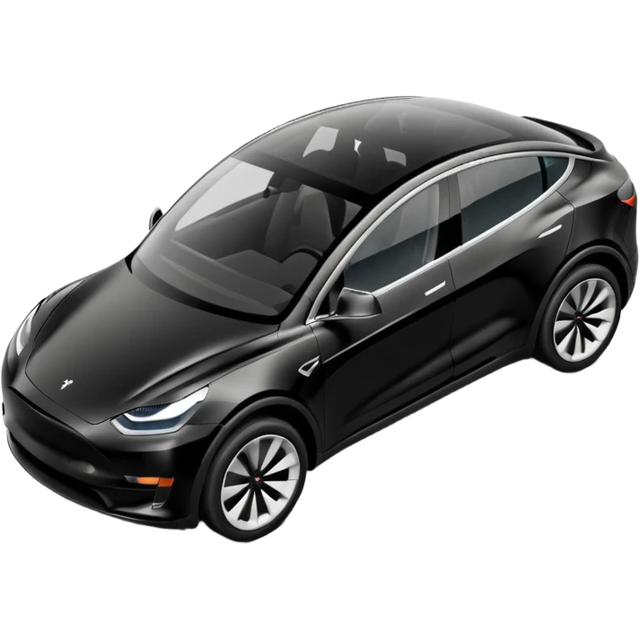 A Tesla Model Y parallel parking at a curb, from above emoji