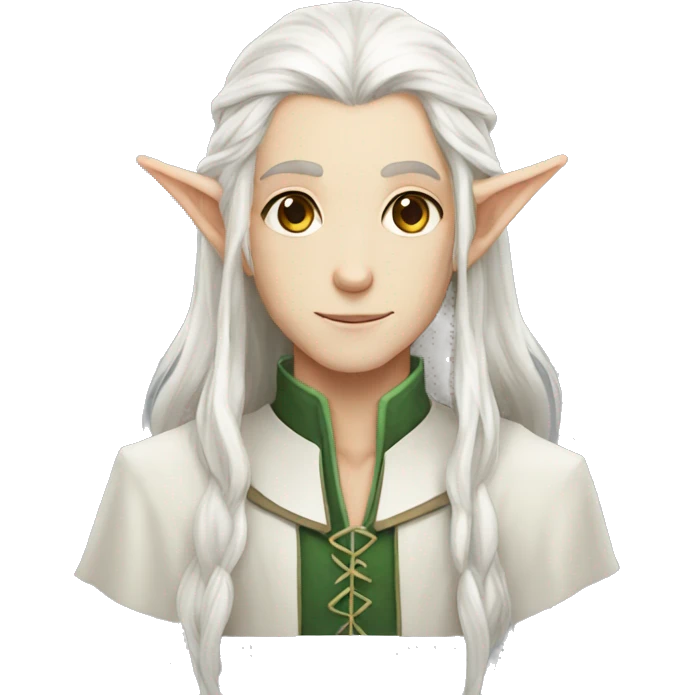 elf magus young white long hair emoji