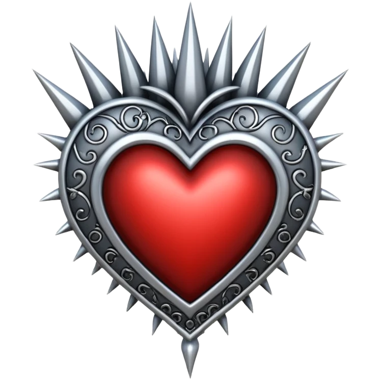 gothic heart with silver spikes emoji