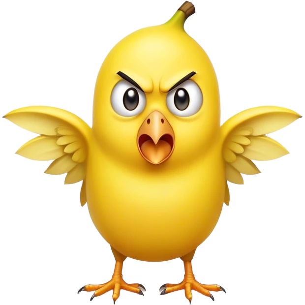 Hello angry bird shaped like a banana  emoji