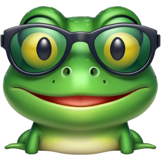 Preppy frog with preppy sunglasses emoji