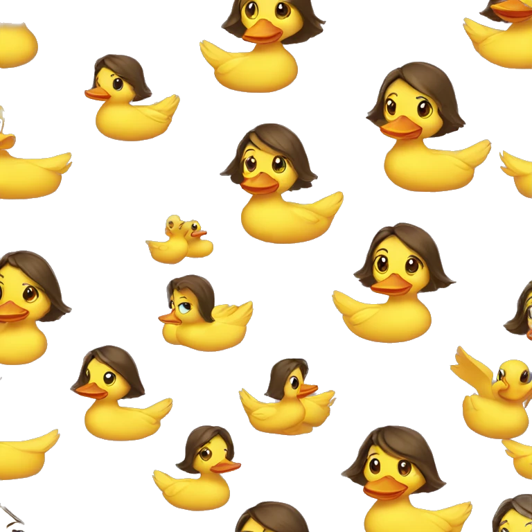 Brunette girl dressed as a duck emoji