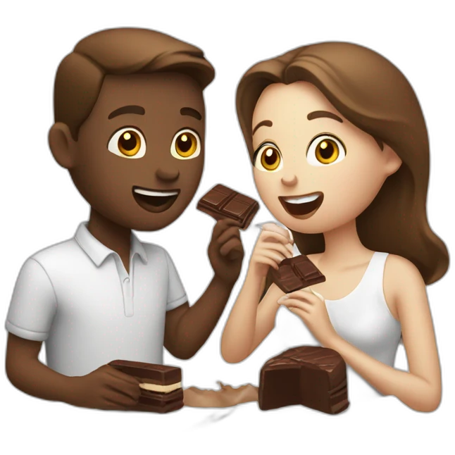 white couple eating chocolat emoji