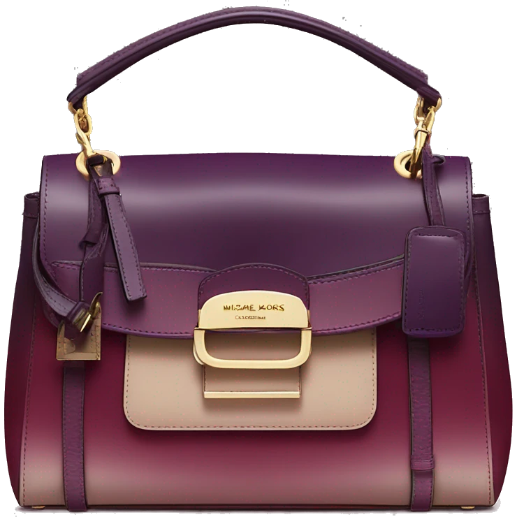 Realistic isolated dark plum to dark wine color ombre Michael Kors satchel purse.  emoji