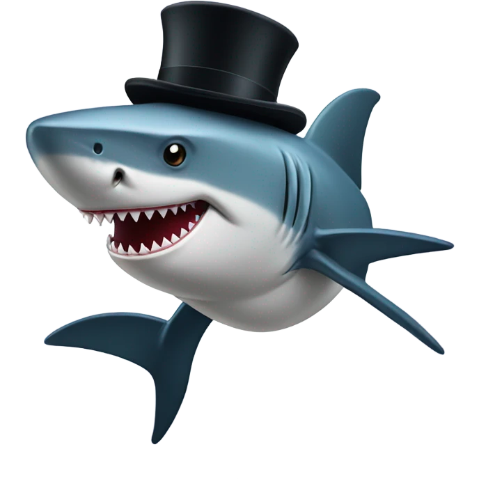 Shark with a top hat emoji