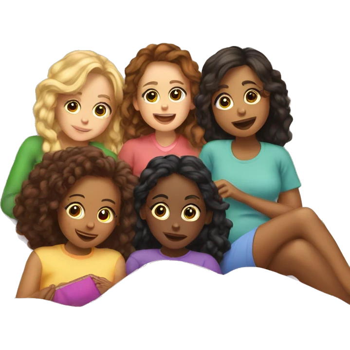 4 girls having a sleepover during Christmas  emoji