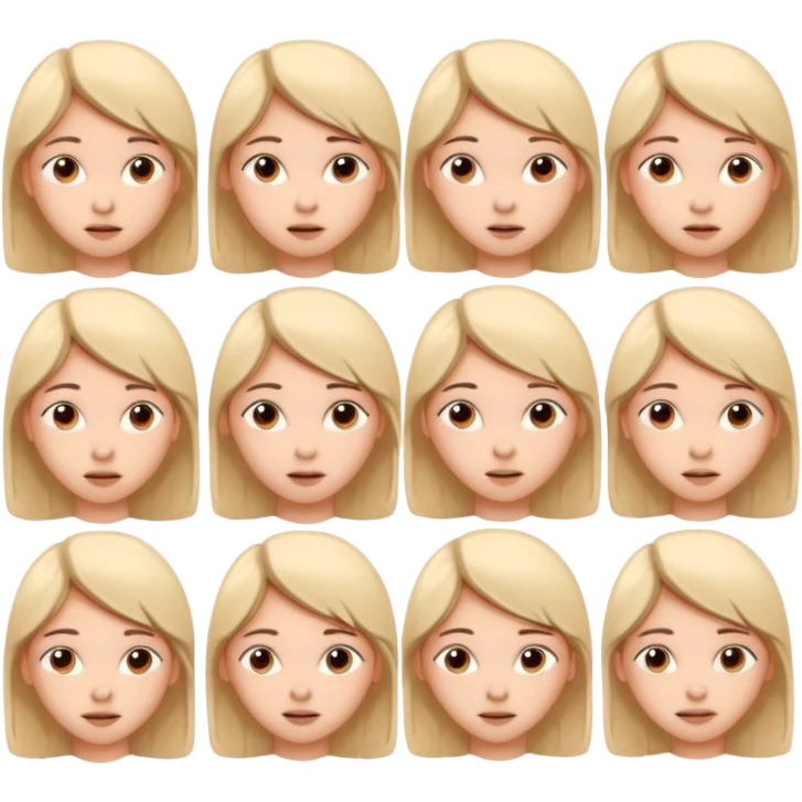 Pencil sketch sheet of a teenage girl's head, 10 different facial expressions, minimal line art, hand-drawn style, isolated on white background, sketchy aesthetic. emoji