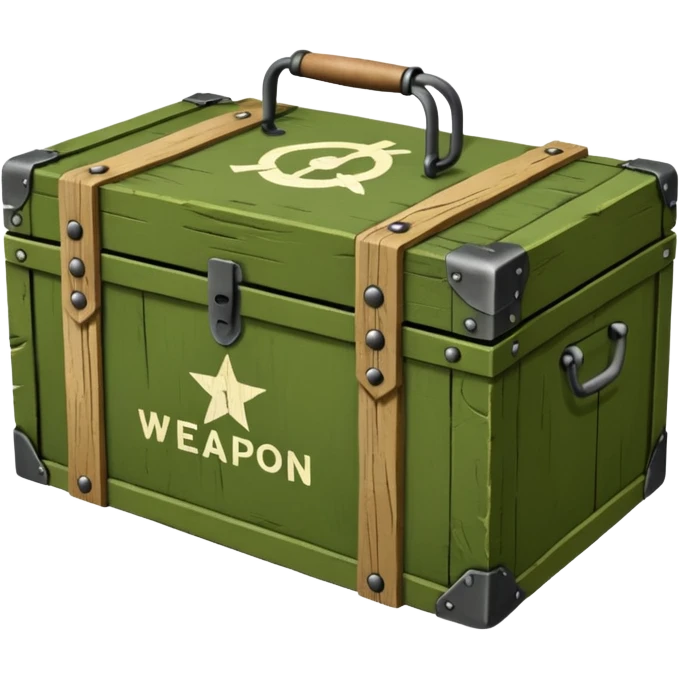 green military wooden box with with an inscription weapon emoji