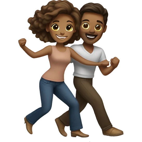 brown hair couple dancing boogie emoji