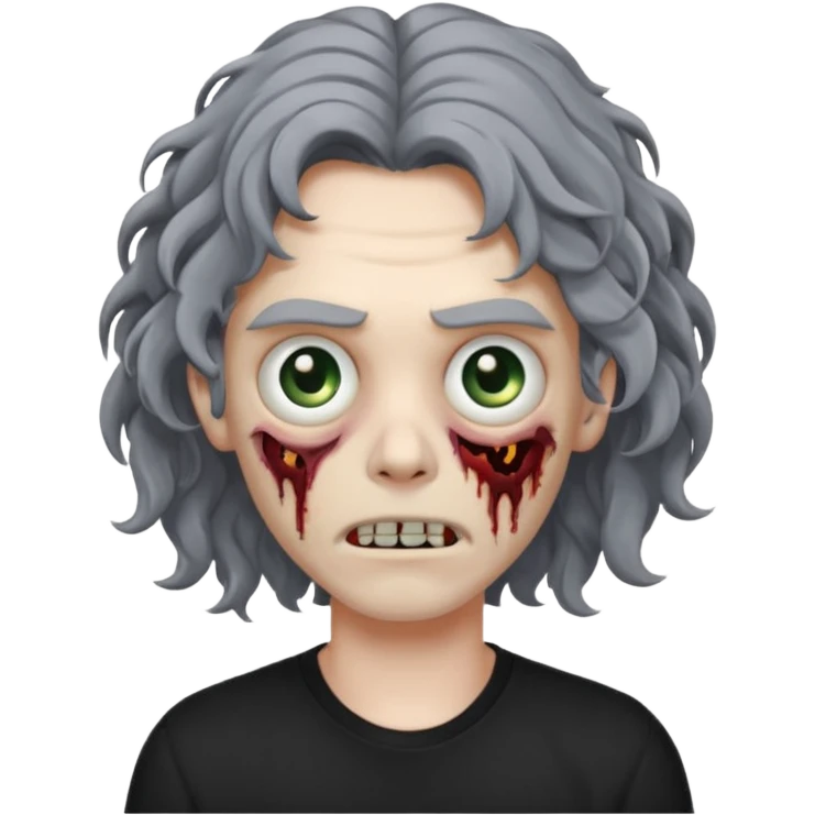 zumbie cabelo ondulado de camisa preta emoji