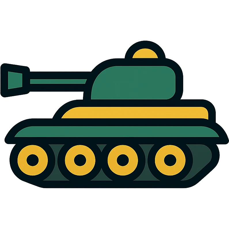 military tank side view, minimal style icon emoji