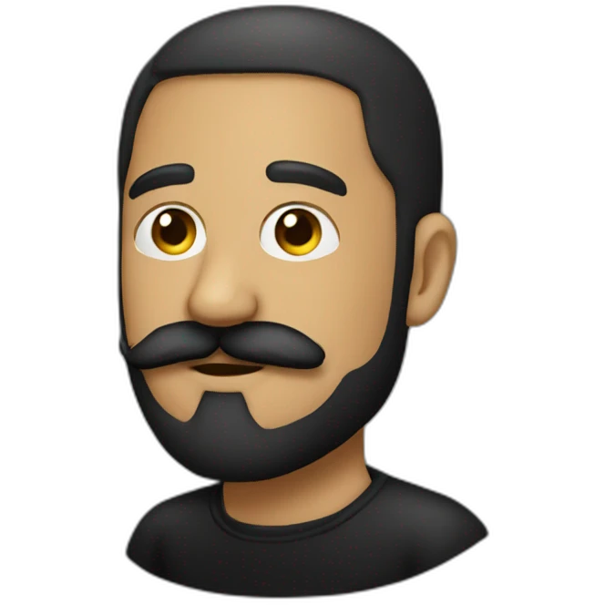 Man moustache beard black clothes emoji