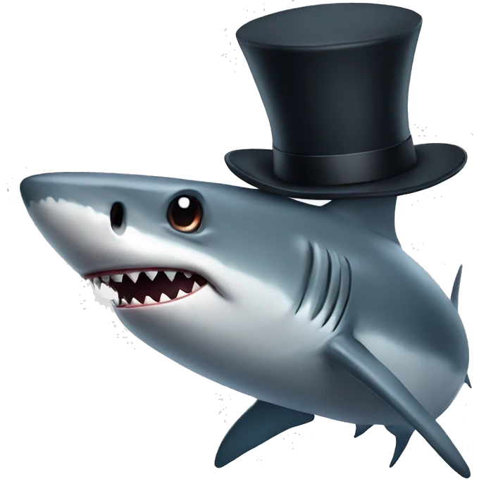 Shark with a top hat emoji