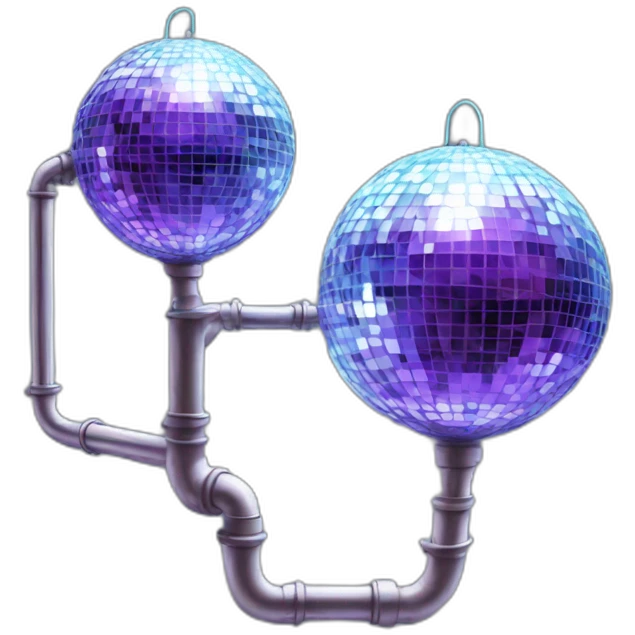 two disco ball with huge pipe emoji