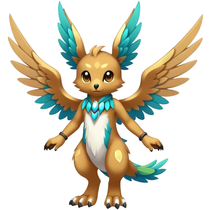 Anthro Sona Cool Edgy Cute Colorful Shy Winged Shiny Fakemon-Fantasy-Creature Full Body emoji