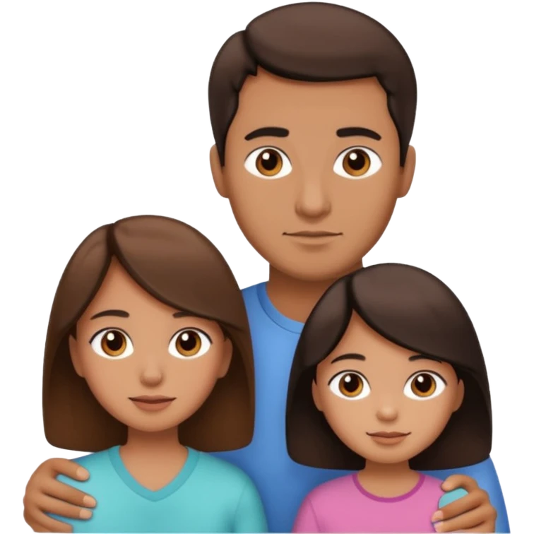 family dad with brown hair, mom with brown hair, little girl with tan skin and black hair emoji