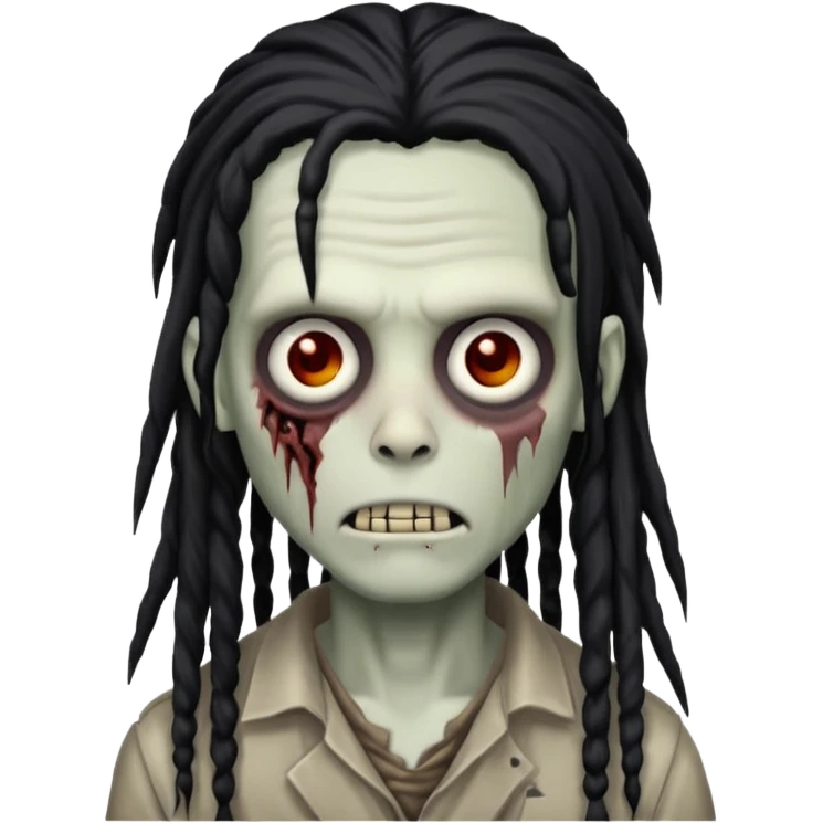 make a zombie boy emoji (headshot only) that has long black dreadlocks  and some facial scars emoji