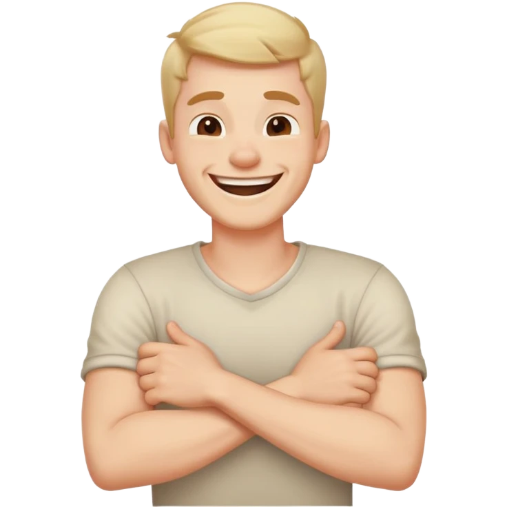 Arms crossed holding neck laughing guy emoji