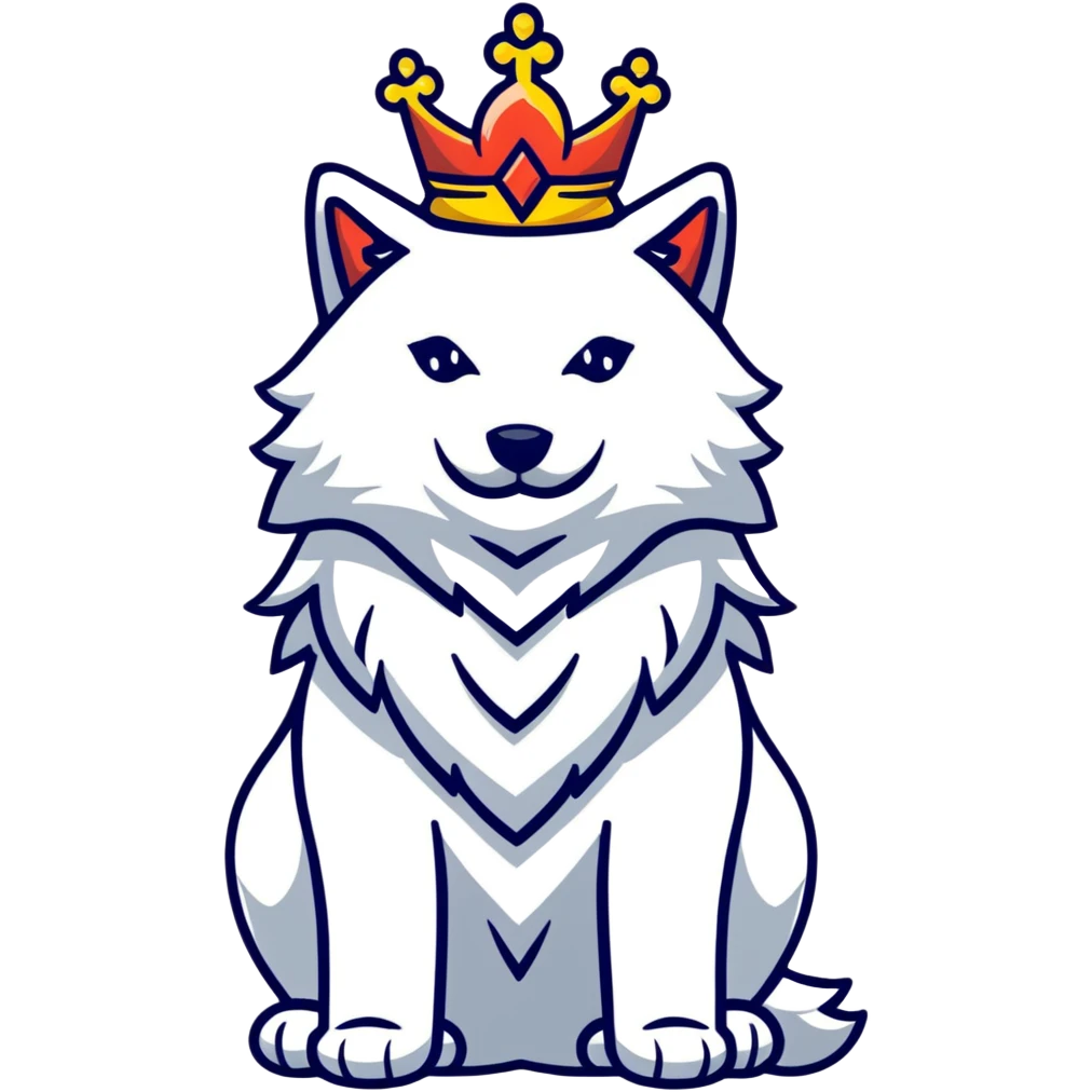 Noble wolf king with majestic mane and crown emoji