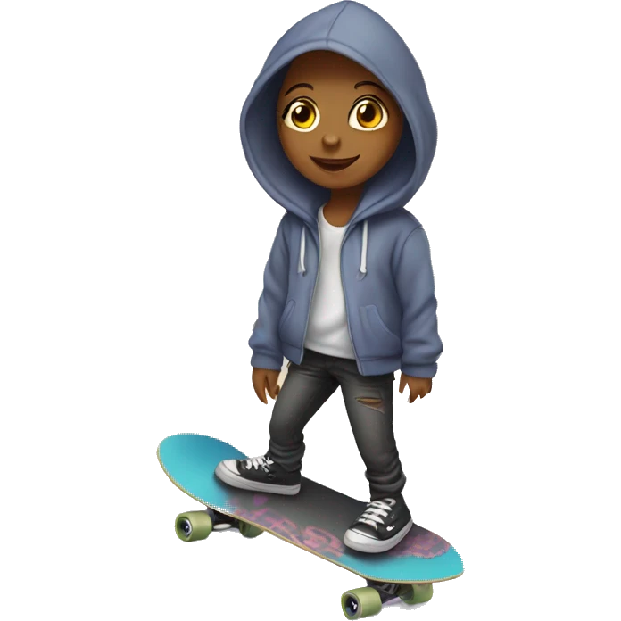 Girl with hoodie and skateboard  emoji