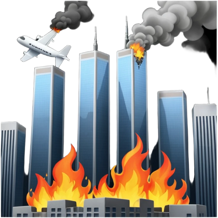 Plane flying into twin towers emoji