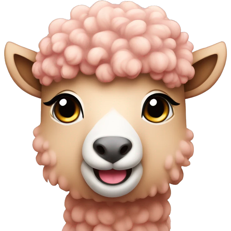 Cute curly pink Alpaka full size emoji