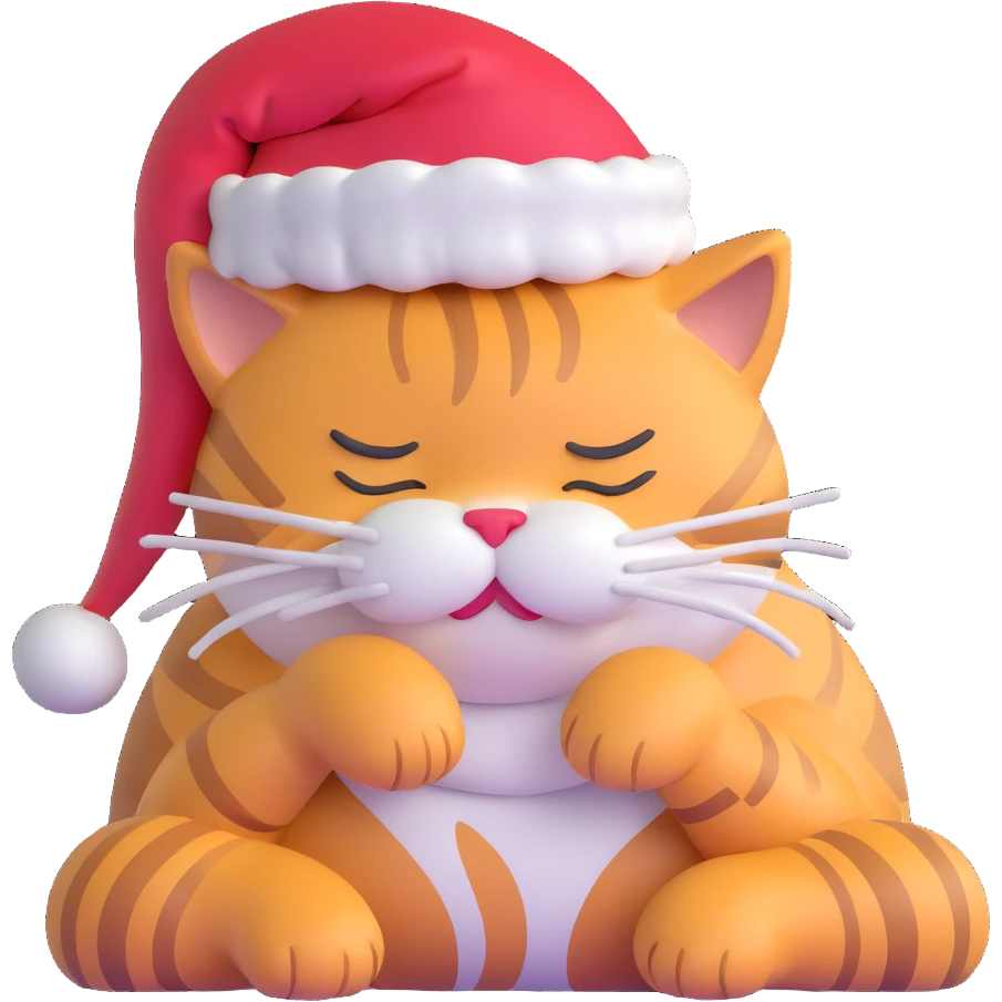 a cat dreaming about christmas holidays emoji