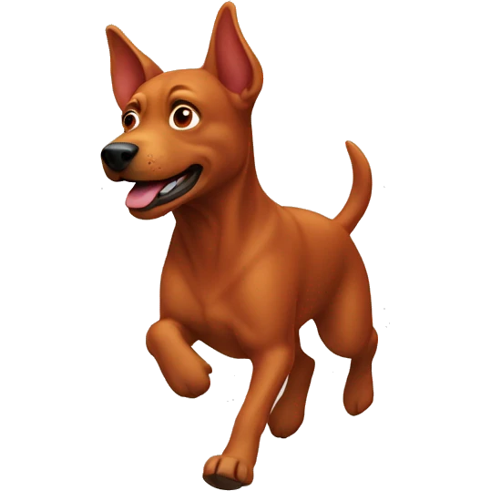 solid red dog with pointed ears running emoji