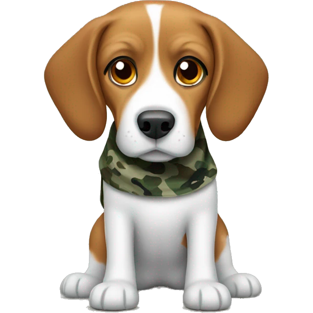 Beagle with a camo bandana emoji