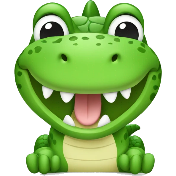 Cute crocodile making peace with hand emoji