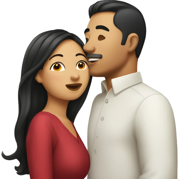 Mexican woman and Asian man kissing  emoji