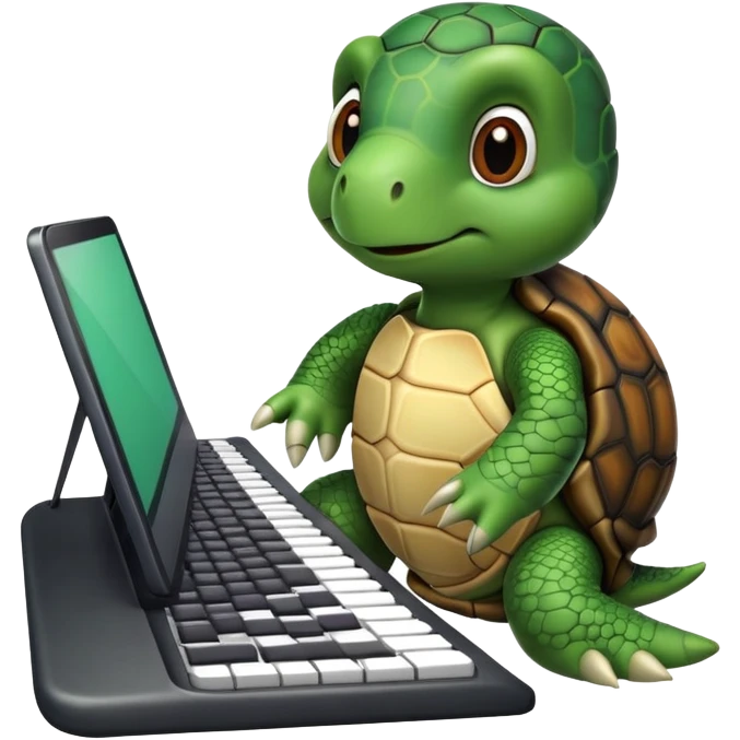 Turtle typing on a keyboard  emoji
