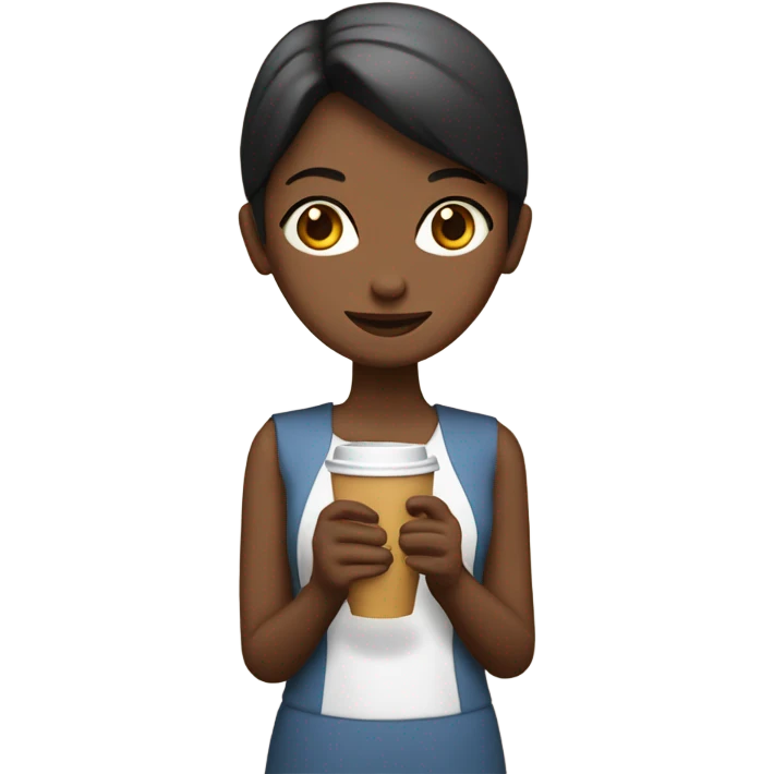 Una muñeca tomando cafe emoji