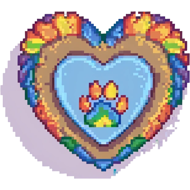rainbow pride heart with a paw print on top, no text emoji