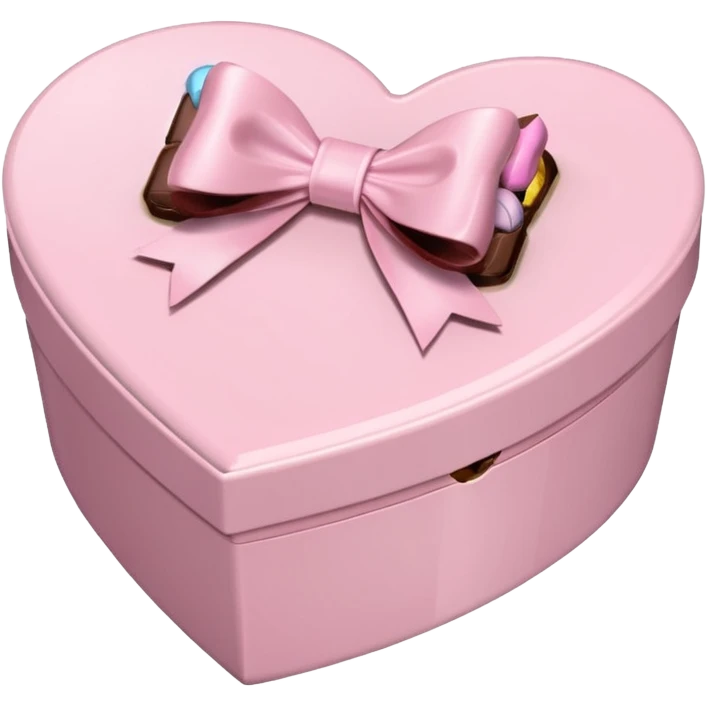 pale pink heart box, pale pink bow, filled with chocolates inside emoji