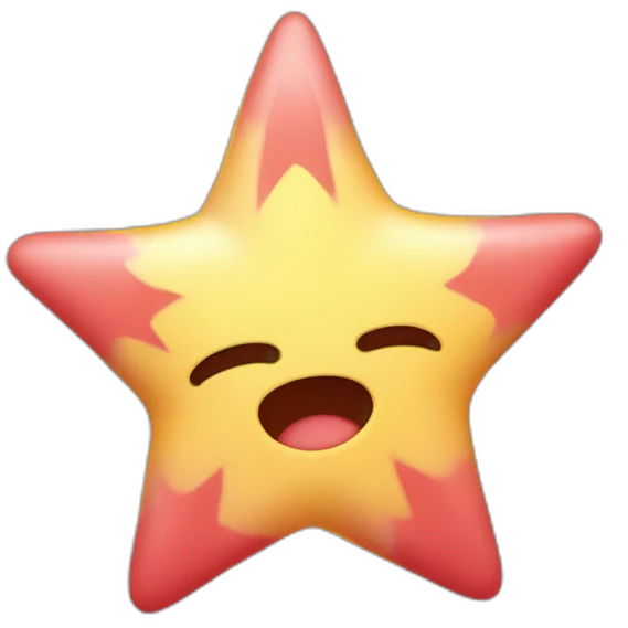 Pastel con forma de de estrella rojo con adornos de estrellas amarillas sin cara emoji