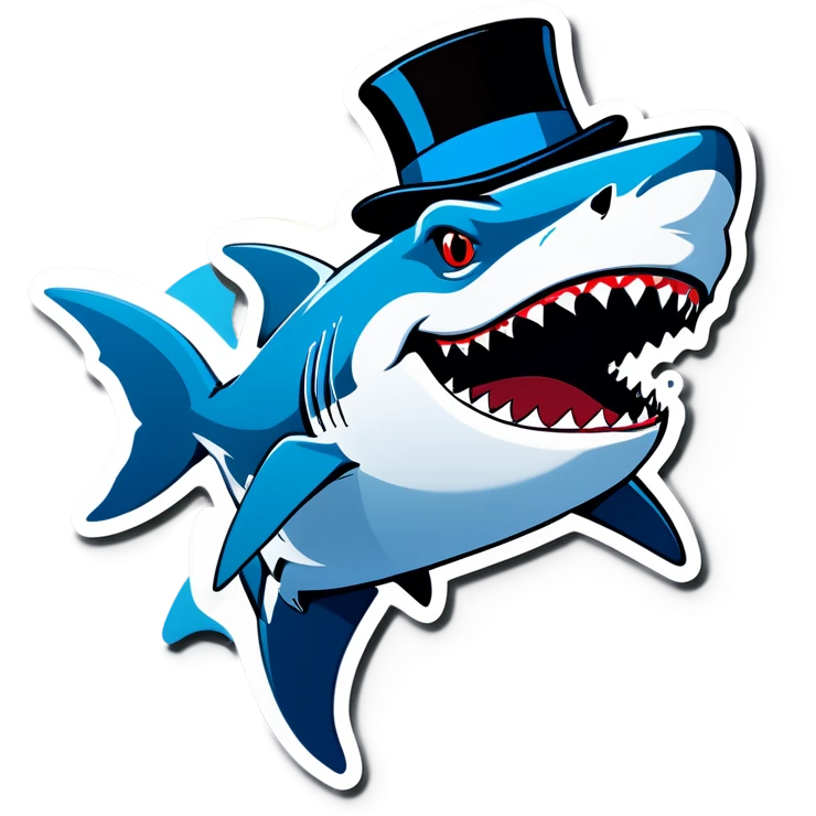 Shark with a top hat emoji