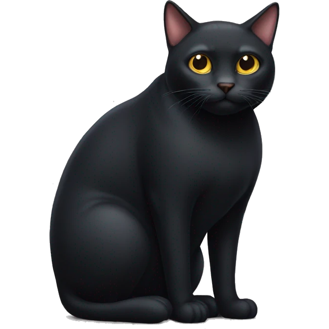 Huge black cat with fat body with small head emoji