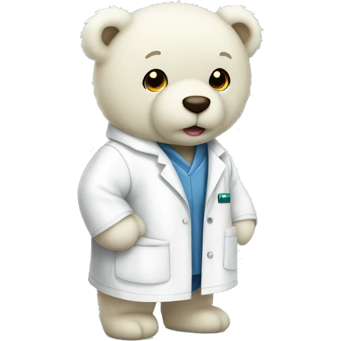 white Teddy bear in labcoatvoting emoji